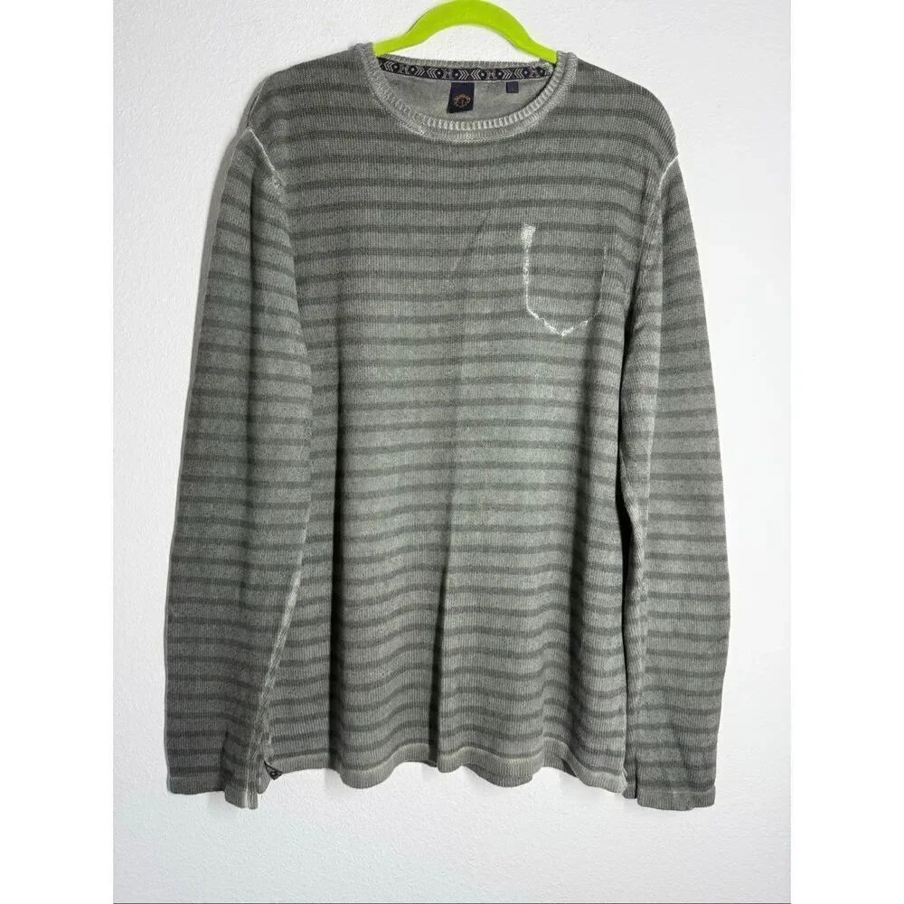 Rare GT Luxury Crewneck Knit Men’s Distressed Sweater Gray Striped Size L *Notes